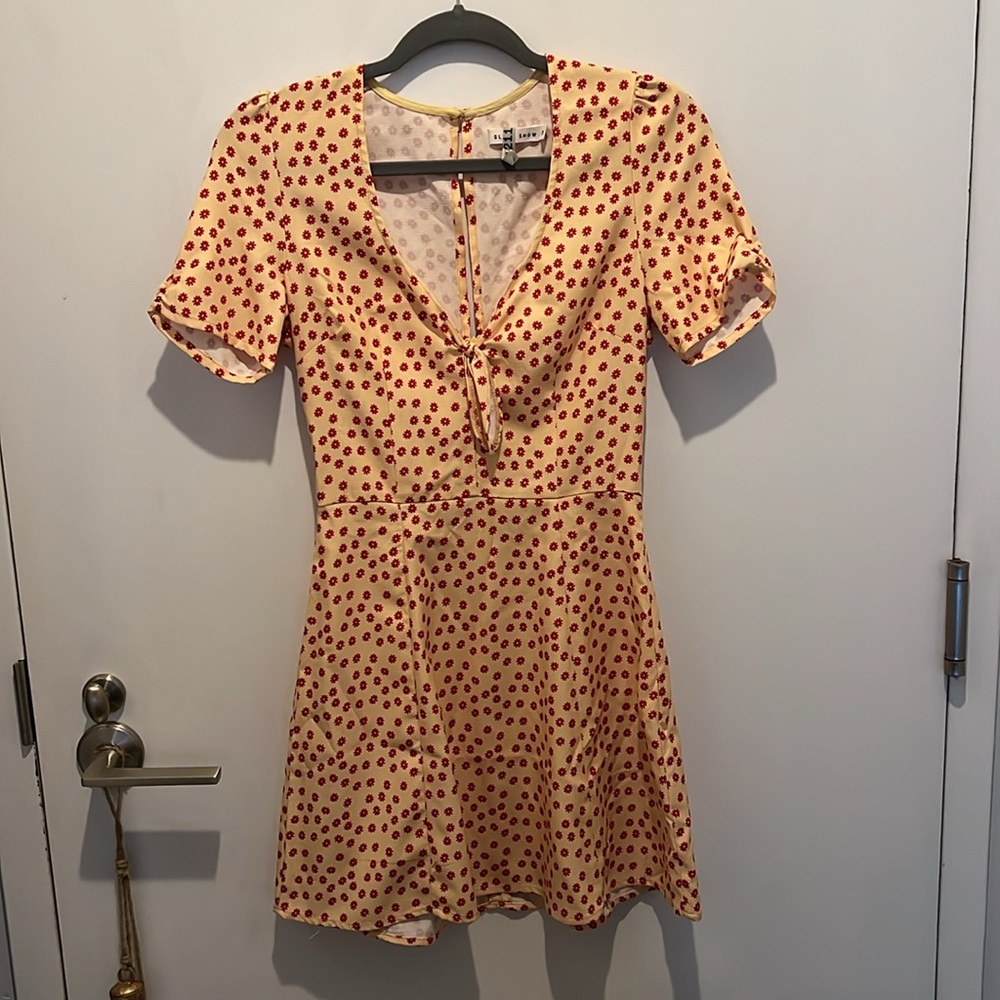Super cute yellow with red flower dress